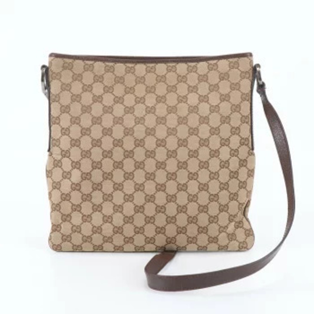 Gucci Web Stripe GG Canvas Leather Messenger Crossbody Briefcase Commuter Brown